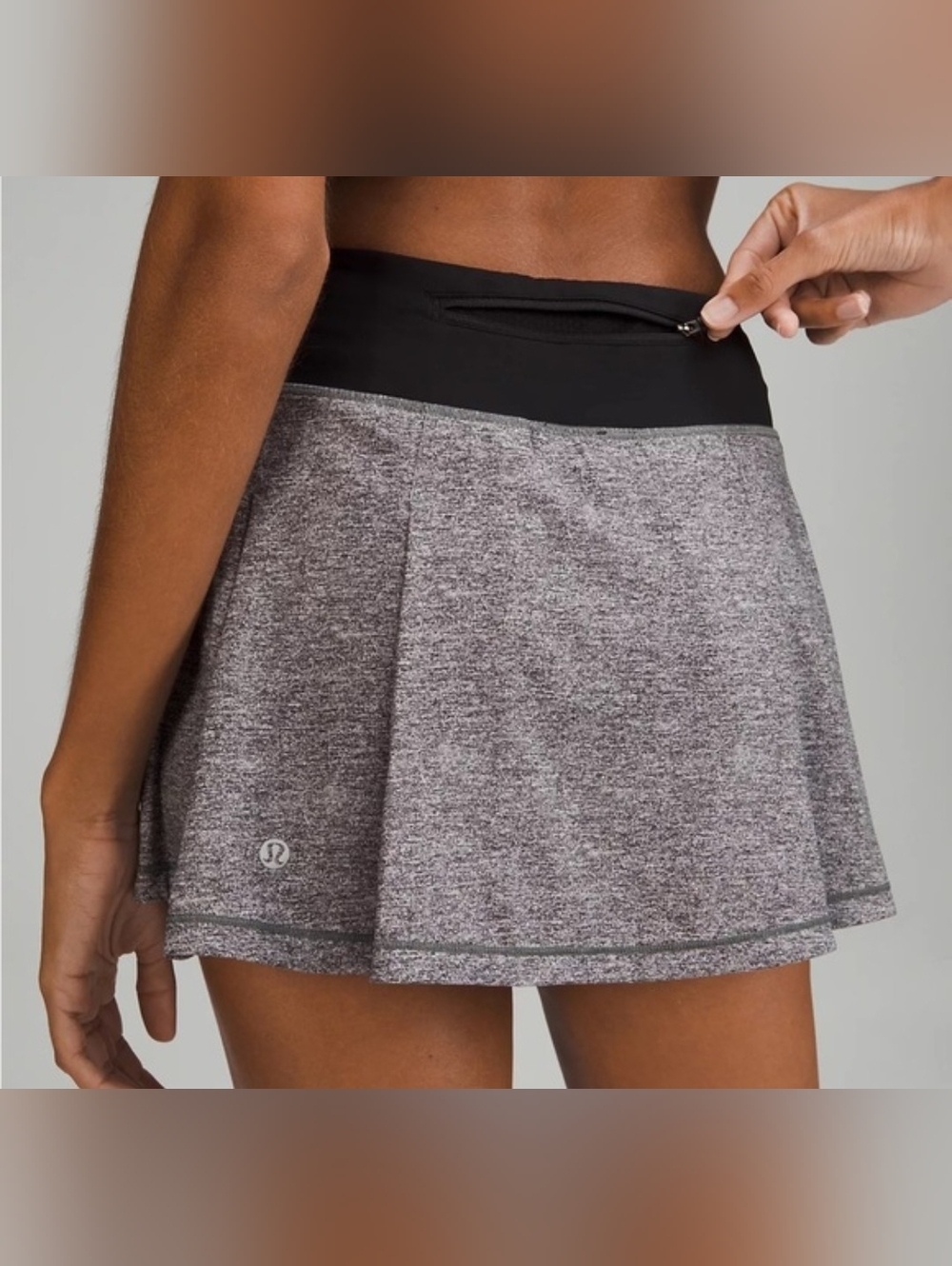 lululemon Pace Rival Skirt With Shorts Heather Gray Black Size 10 Tall.